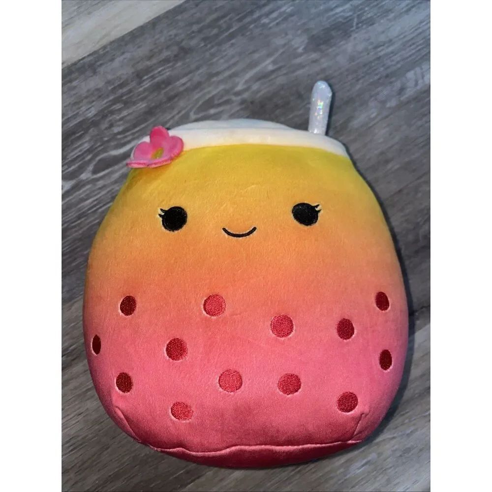 Squishmallow 8 Inch Plush | Bergit the Orange Boba Drink